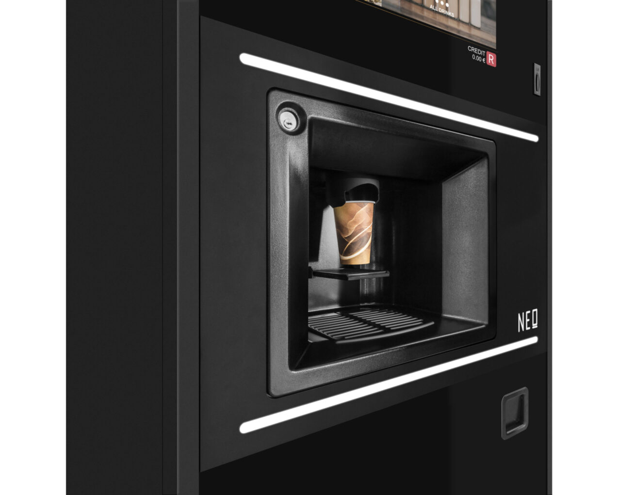 Coffetek Neo+ cup dispenser up close
