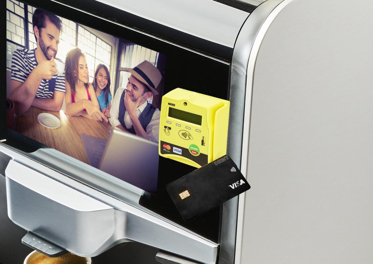 A visa debit card and nayax payment system