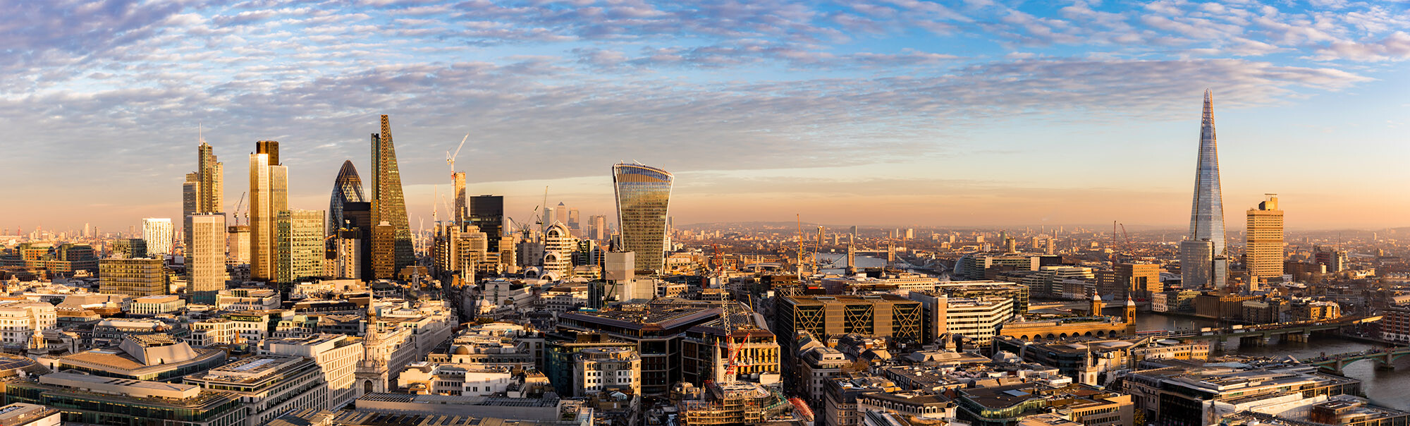 Sunset over the london skyline