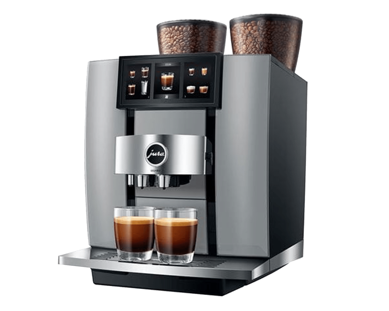 The JURA GIGA W10 producing two cups of espresso simultaneously