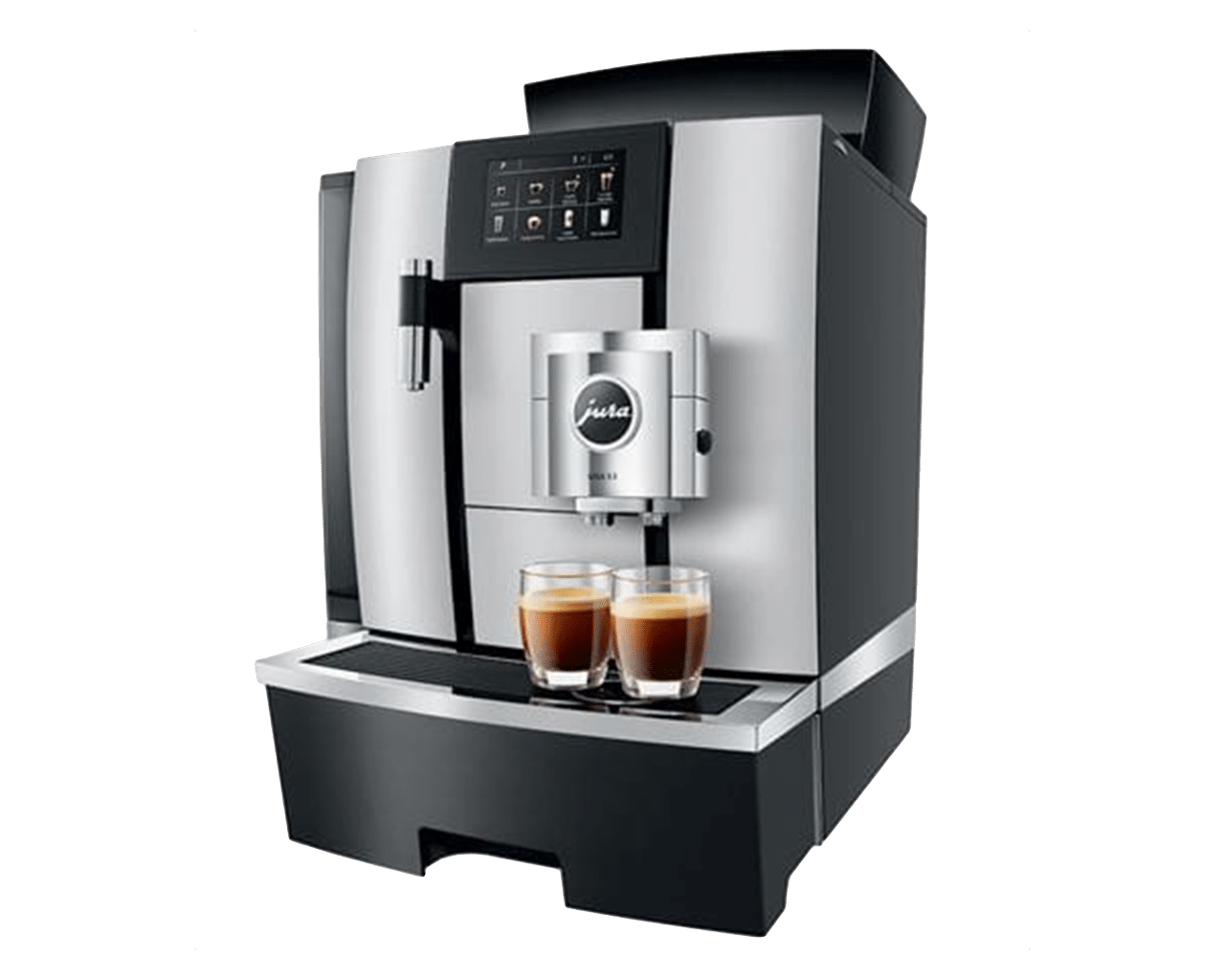 JURA GIGA X3 coffee machine dispensing two espresso shots at the same time