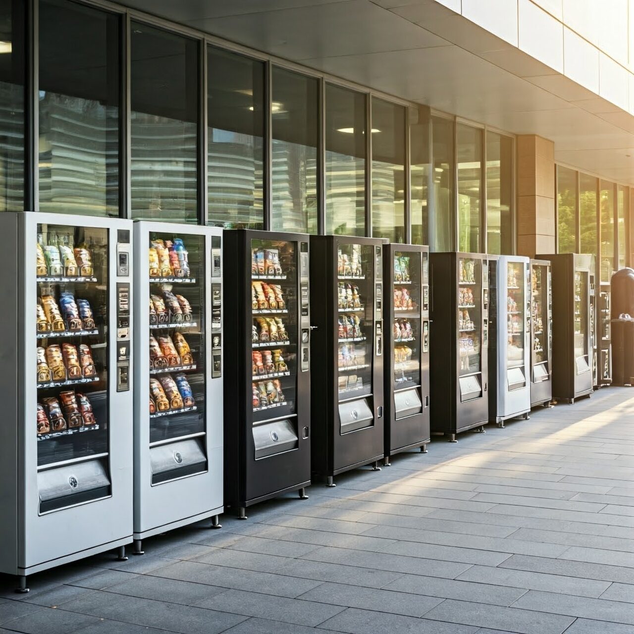 Commercial smart vending machine rental in a public space