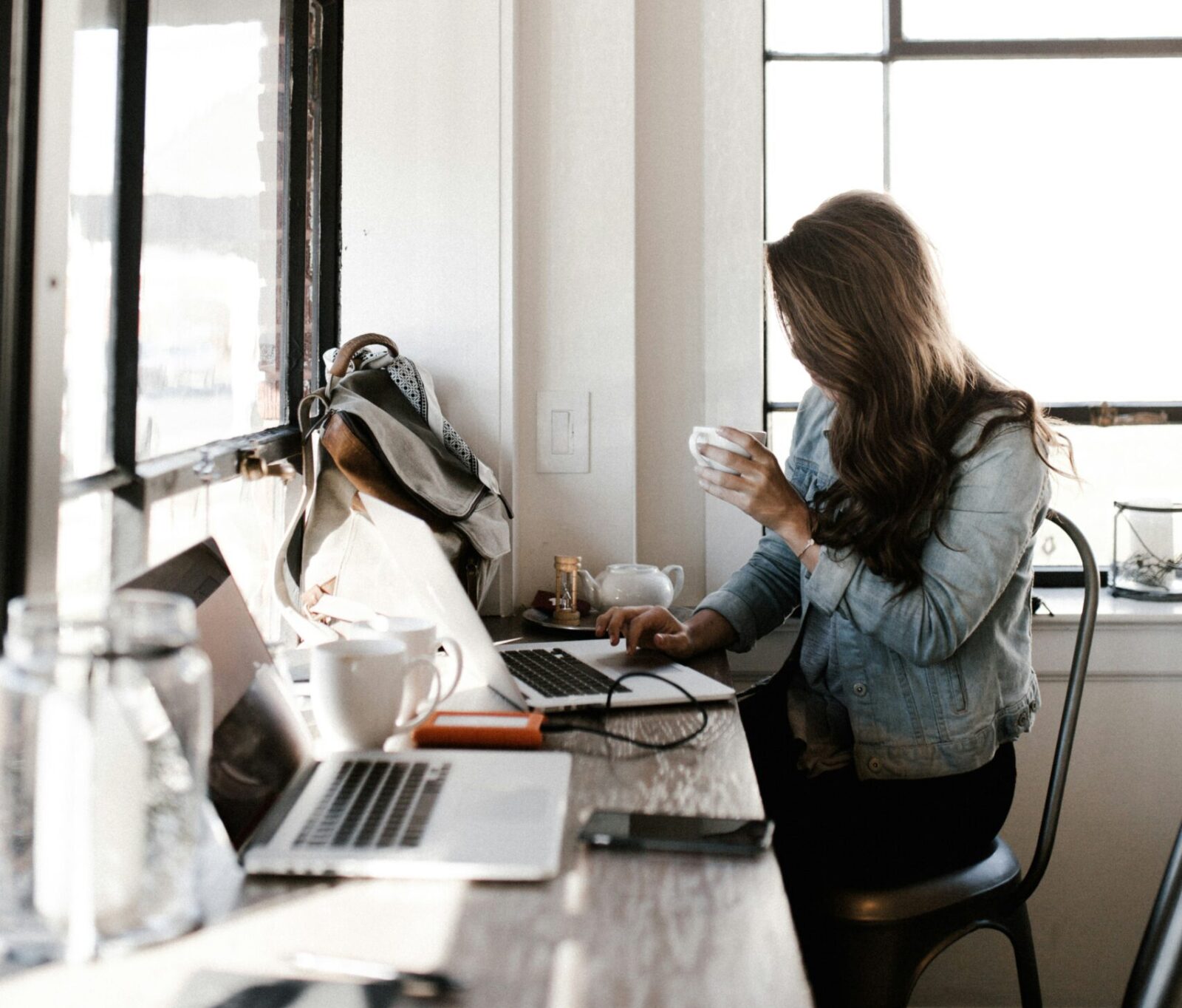 Office worker in commercial workplace