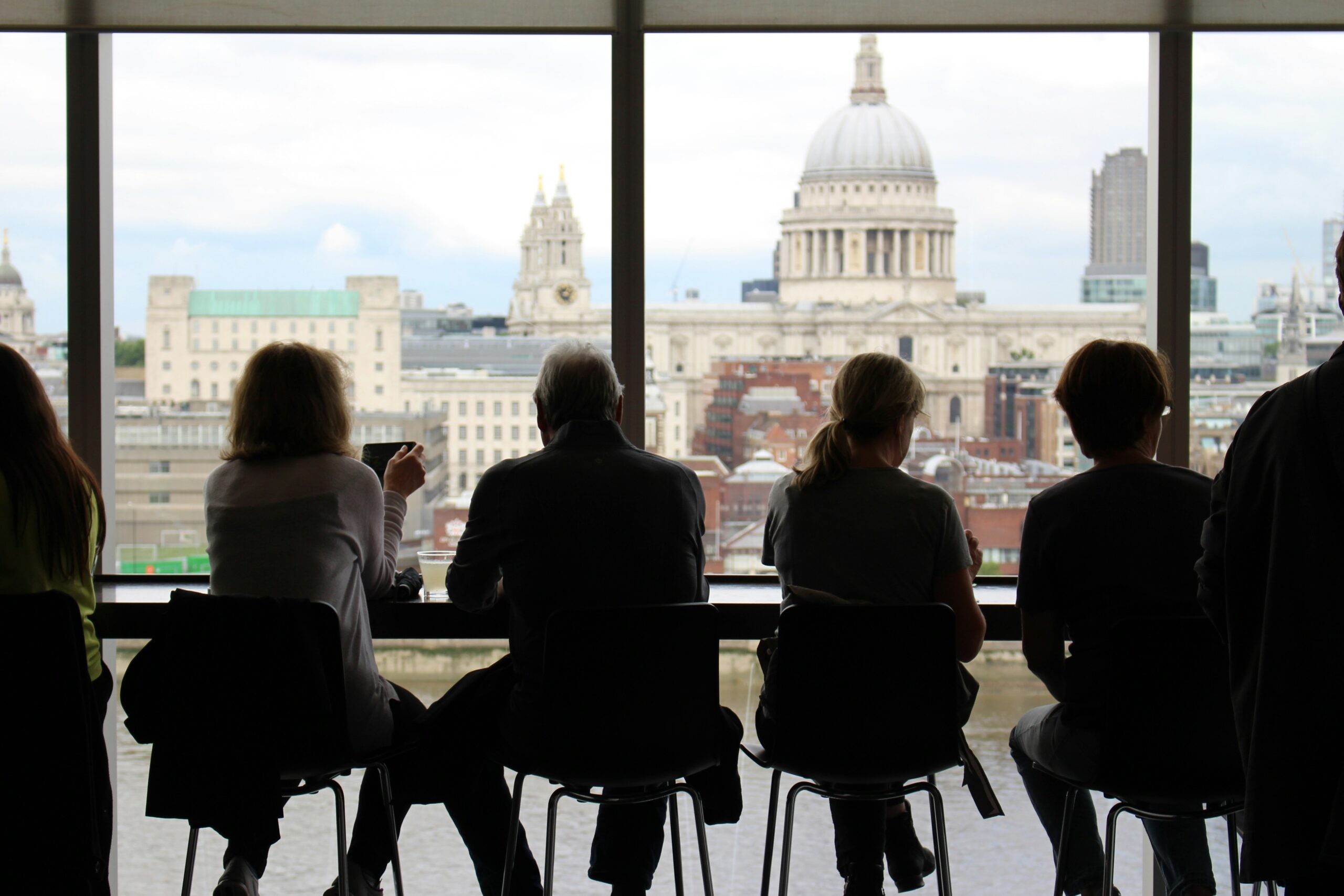 Coffee drinkers socialising in the City of London