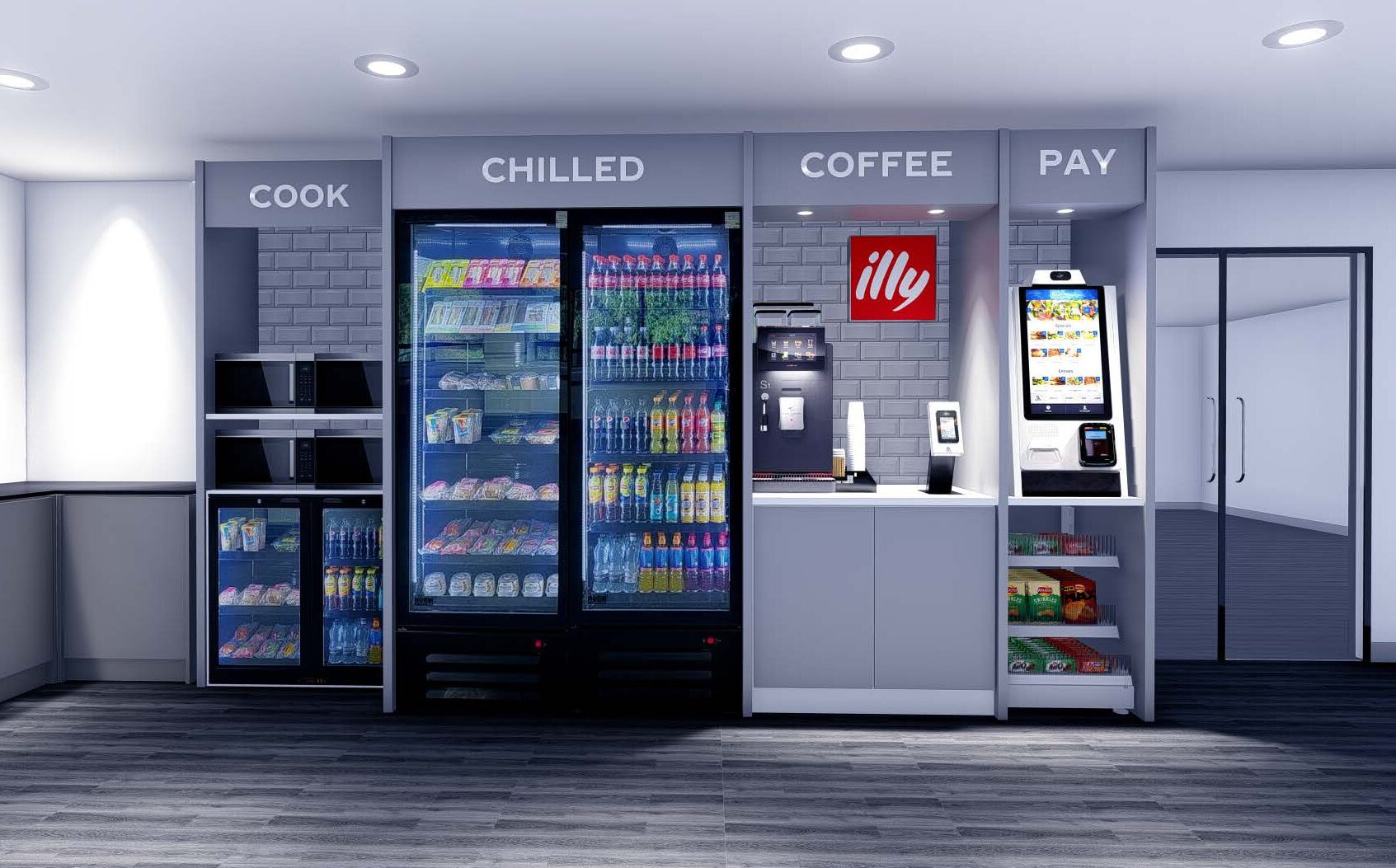 deli cafe micromarket concept mockup