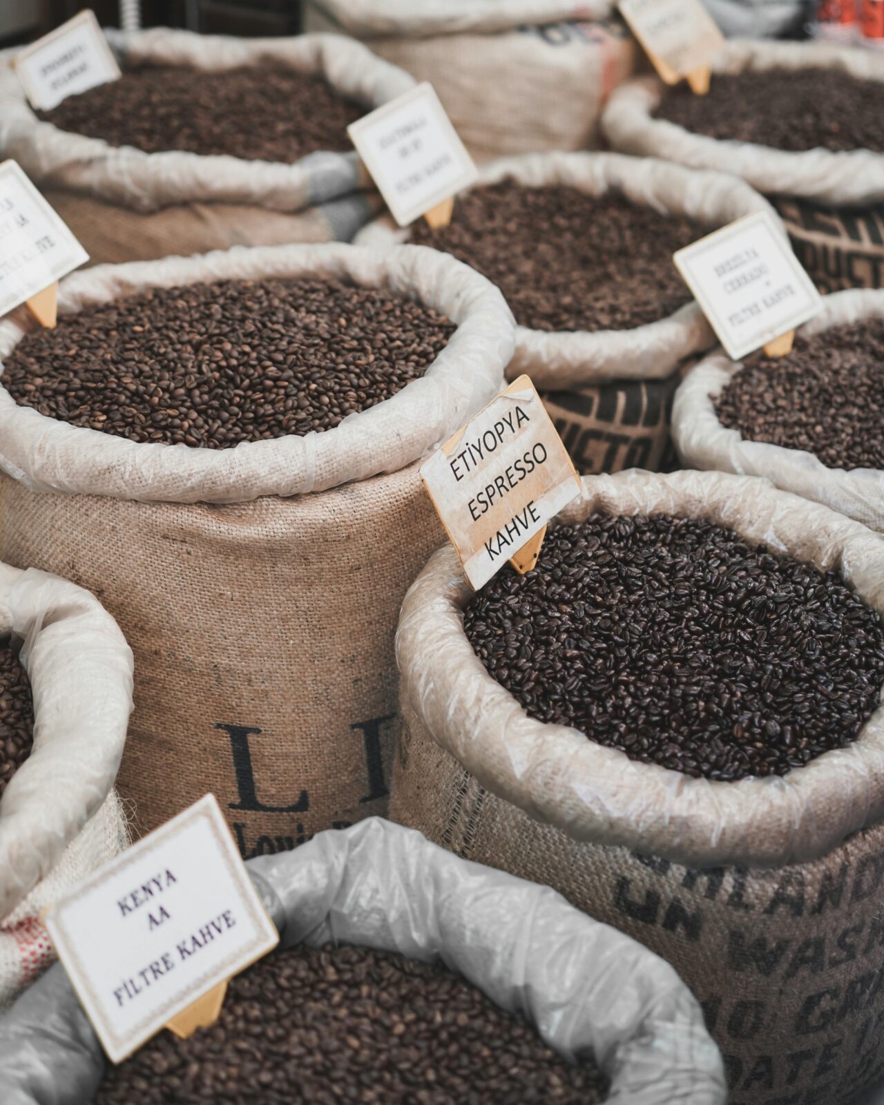 variety of different types of premium coffee beans